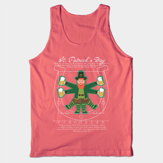 Leprechaun Man drinking beer vitruvian man Tank Top by opippi